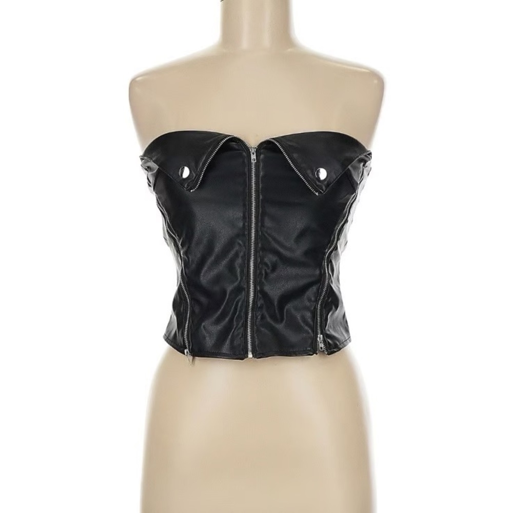 Edikted Black Faux Leather Corset top - Picture 7 of 8